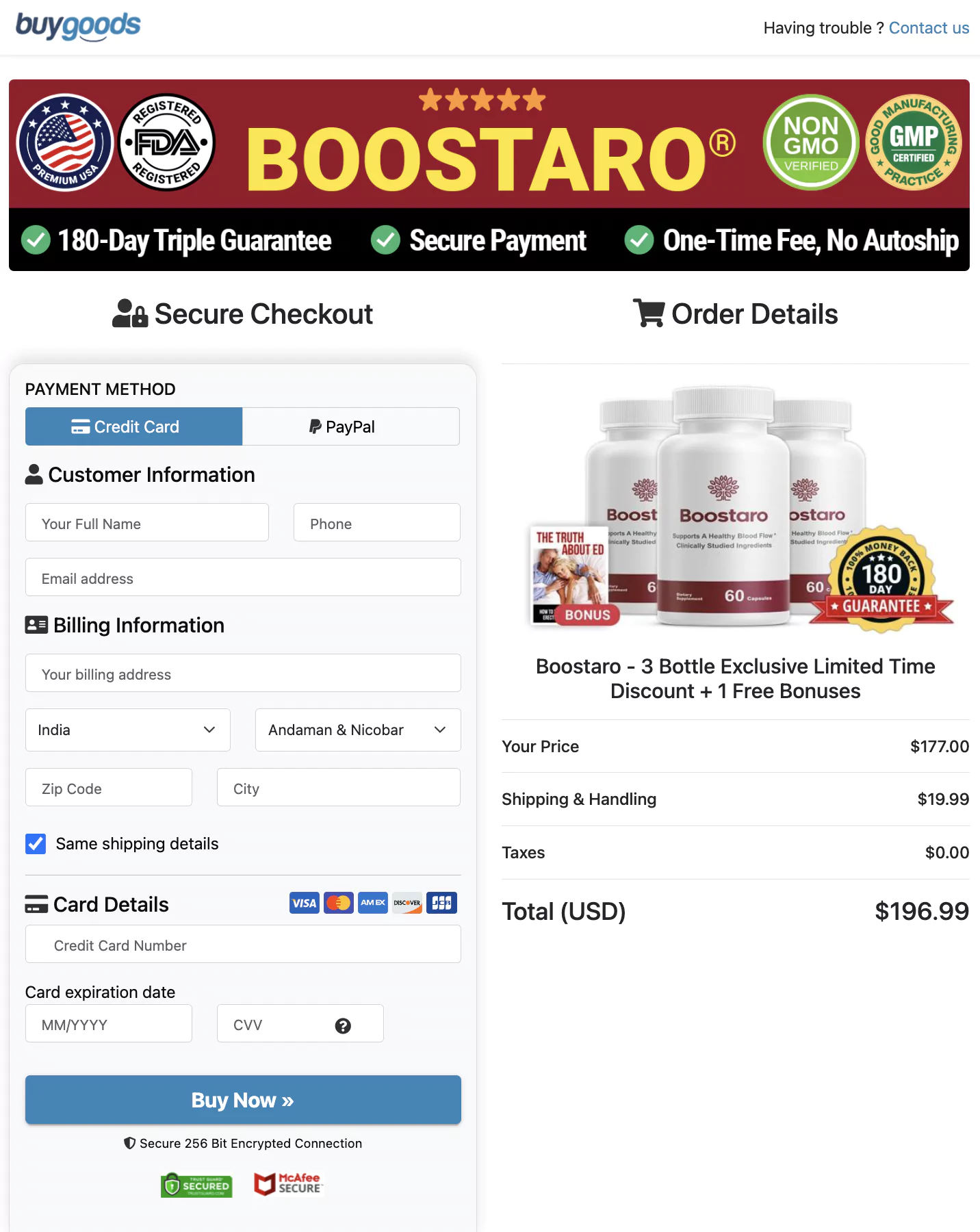 Boostaro Order Page Image 